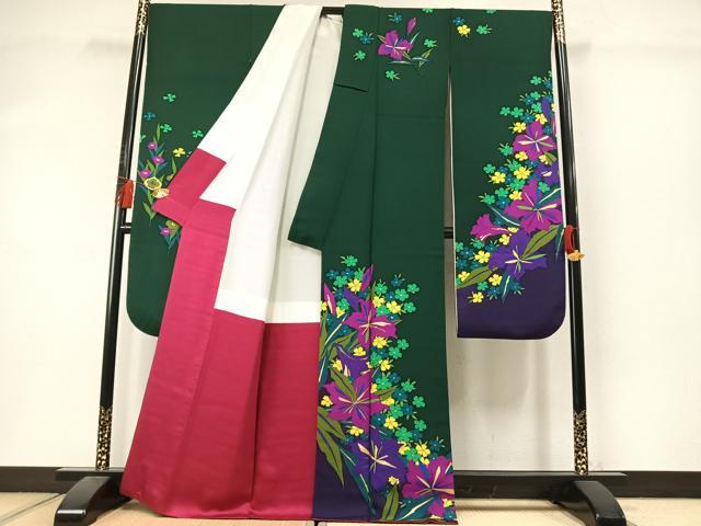 平和屋着物●豪華振袖 駒刺繍 草花文 金彩 正絹 逸品 AABL8720fy