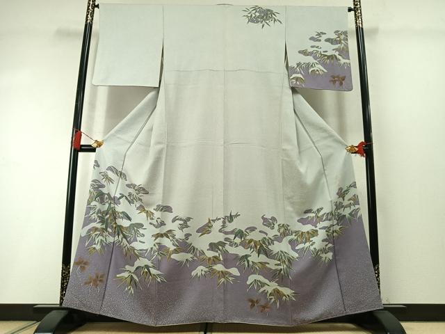 平和屋着物●皇室デザイナー 中村乃武夫 訪問着 竹 金彩 正絹 逸品 AABL8749fy