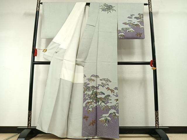 平和屋着物●皇室デザイナー 中村乃武夫 訪問着 竹 金彩 正絹 逸品 AABL8749fy