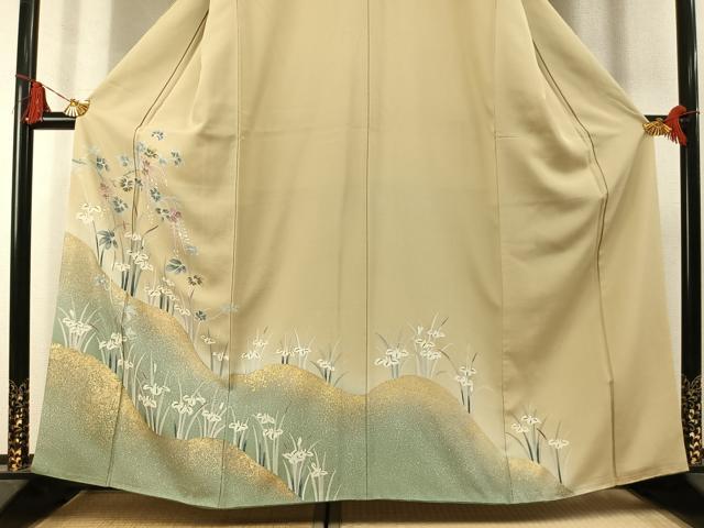 平和屋着物●訪問着 草花文 暈し染め 金銀彩 正絹 逸品 AABL8754fy