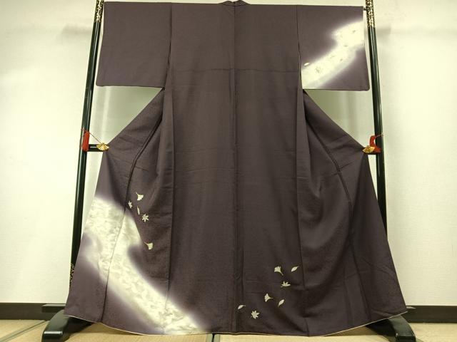 平和屋着物●訪問着 舞葉銀杏楓文 暈し染め 金彩 正絹 逸品 AABL8757fy