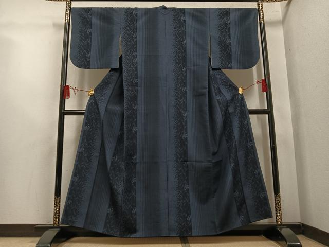平和屋着物●本塩沢 草花間道 正絹 逸品 AABL8766ph