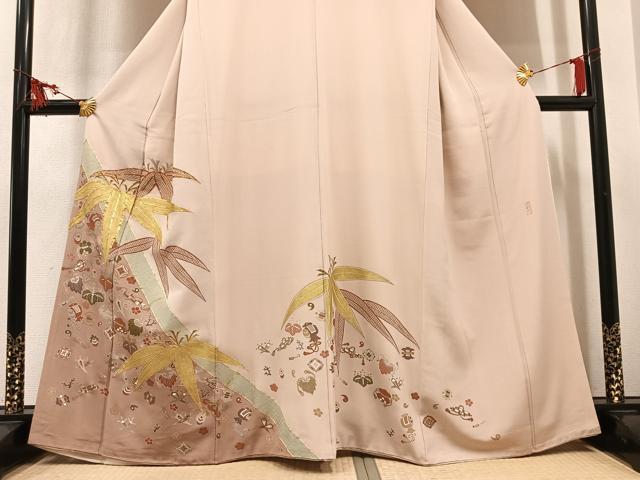 平和屋着物●豪華色留袖 作家物 駒刺繍 笹宝尽くし 金彩 正絹 逸品 AABL8767ph