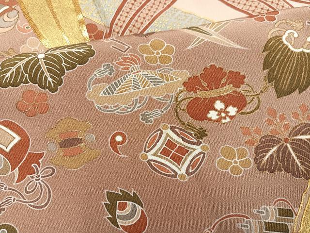 平和屋着物●豪華色留袖 作家物 駒刺繍 笹宝尽くし 金彩 正絹 逸品 AABL8767ph
