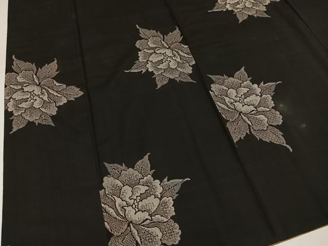 平和屋着物●本場大島紬 地空き 割込み絣 舞花文 正絹 逸品 AABL8774ph