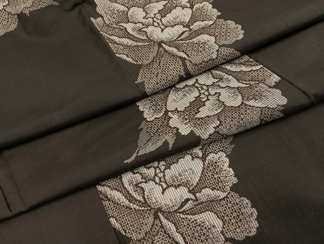 平和屋着物●本場大島紬 地空き 割込み絣 舞花文 正絹 逸品 AABL8774ph