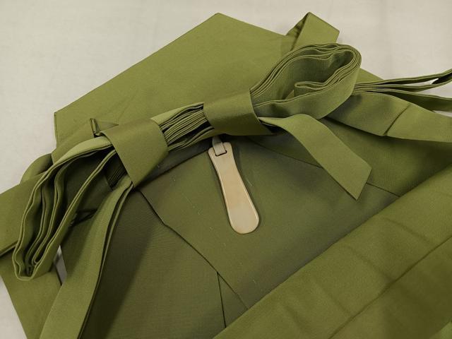 平和屋着物●男性 馬乗り袴 青朽葉色 正絹 逸品 AABL8775ph