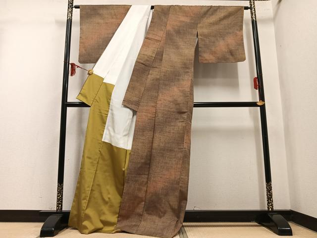 平和屋着物●菅原工房 菅原結作 漢方染紬 霞文 証紙付き 正絹 逸品 AABL8780ph