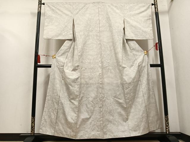 平和屋着物●本場大島紬 白大島 9マルキ 草花文 正絹 逸品 AABL8781ph