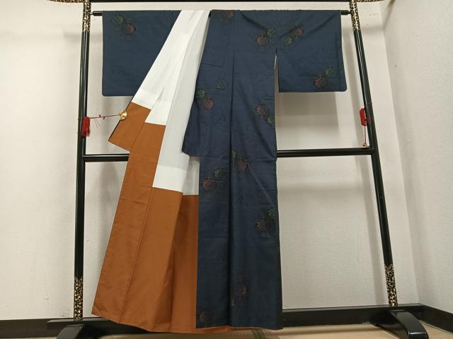 平和屋着物●本場大島紬 9マルキ 幾何学文様 正絹 逸品 AABL8791ph
