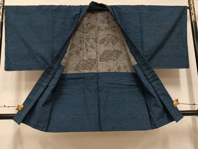 平和屋着物●男性 紬 アンサンブル 霞文 正絹 逸品 未使用 AABL8794ph