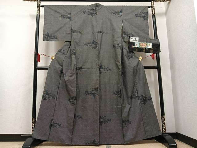 平和屋着物●本場大島紬 7マルキ 草花文 久野織物謹製 証紙付き 正絹 逸品 AABL8805ph