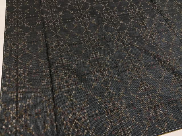 平和屋着物●本場大島紬 古代染色純泥染 7マルキ 幾何学文様 田畑情玄作 田畑絹織物謹製 証紙付き 正絹 逸品 未使用 AABL8808ph