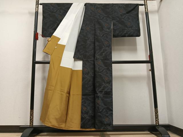 平和屋着物●本場大島紬 風景文 正絹 逸品 AABL8813ph