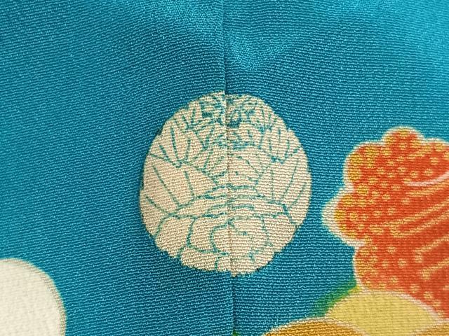 平和屋本店●アンティーク 大正ロマン 振袖 駒刺繍 檜扇花文 金彩 正絹 逸品 AABL8820ph