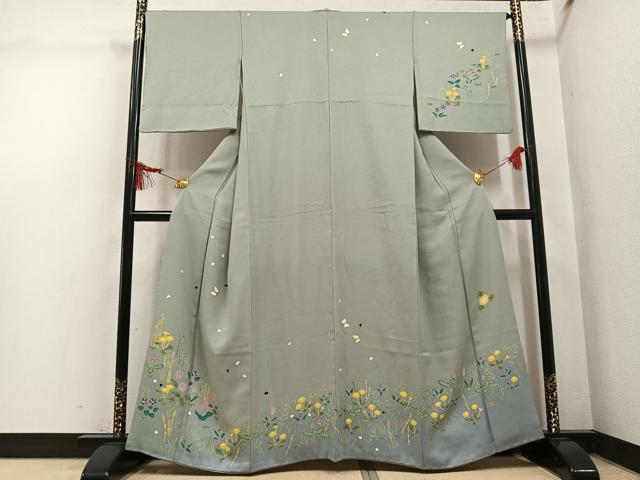 平和屋着物●訪問着 作家物 花蝶文 暈し染め 正絹 逸品 AABL8845ph