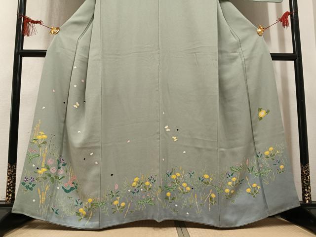 平和屋着物●訪問着 作家物 花蝶文 暈し染め 正絹 逸品 AABL8845ph