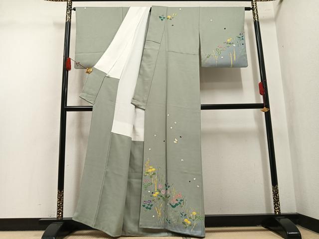 平和屋着物●訪問着 作家物 花蝶文 暈し染め 正絹 逸品 AABL8845ph