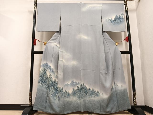 平和屋着物●訪問着 作家物 樹林文 暈し染め 正絹 逸品 AABL8847ph