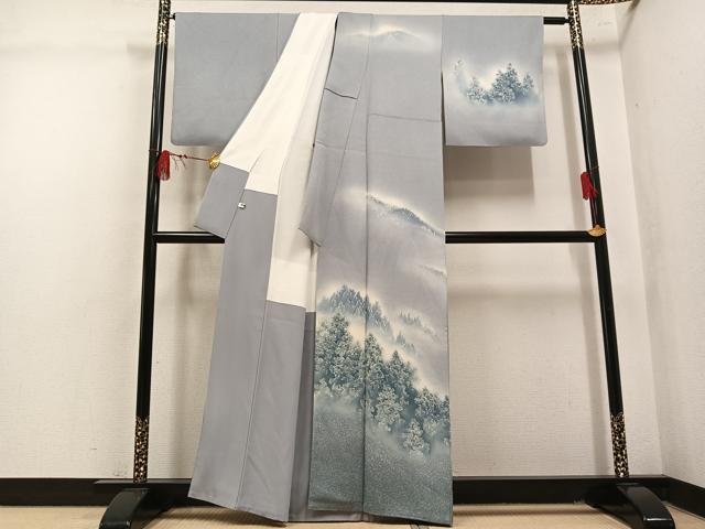 平和屋着物●訪問着 作家物 樹林文 暈し染め 正絹 逸品 AABL8847ph