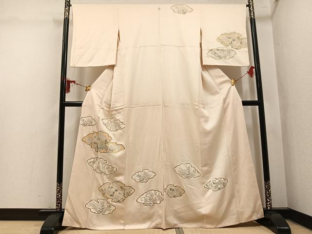 平和屋着物●訪問着 刺繍 草花文 金彩 正絹 逸品 AABL8849ph