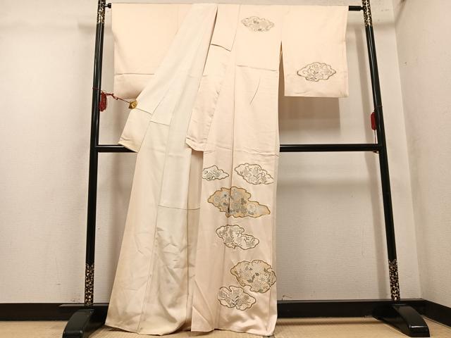 平和屋着物●訪問着 刺繍 草花文 金彩 正絹 逸品 AABL8849ph