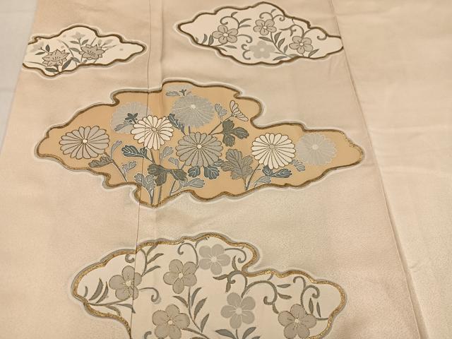 平和屋着物●訪問着 刺繍 草花文 金彩 正絹 逸品 AABL8849ph