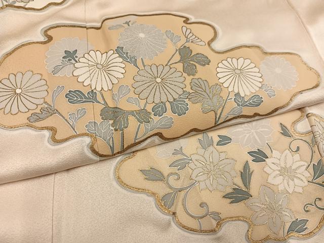 平和屋着物●訪問着 刺繍 草花文 金彩 正絹 逸品 AABL8849ph