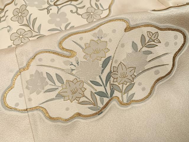 平和屋着物●訪問着 刺繍 草花文 金彩 正絹 逸品 AABL8849ph