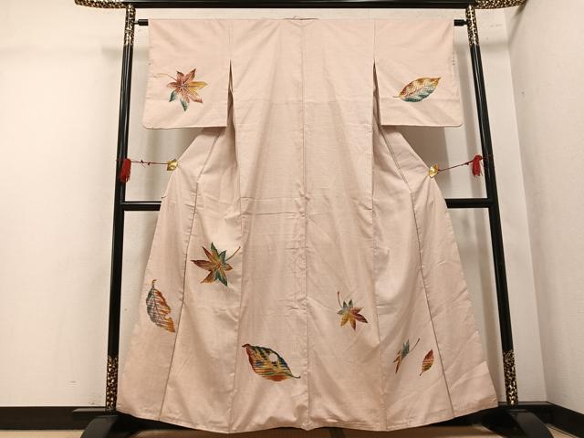平和屋着物●中国三大刺繍 スワトウ刺繍 汕頭刺繍 本場大島紬 訪問着 総刺繍 舞葉文 正絹 逸品 AABL8850ph