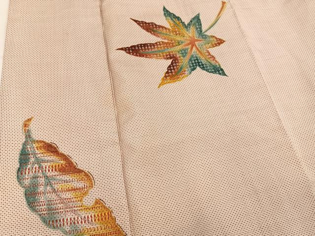 平和屋着物●中国三大刺繍 スワトウ刺繍 汕頭刺繍 本場大島紬 訪問着 総刺繍 舞葉文 正絹 逸品 AABL8850ph