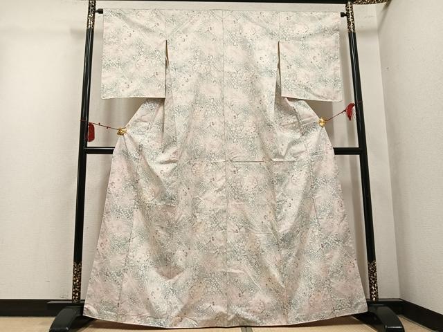 平和屋着物●上質な紬 草花文 正絹 逸品 AABL8852ph