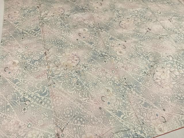 平和屋着物●上質な紬 草花文 正絹 逸品 AABL8852ph