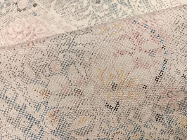 平和屋着物●上質な紬 草花文 正絹 逸品 AABL8852ph