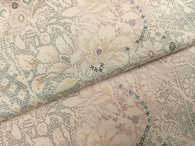 平和屋着物●上質な紬 草花文 正絹 逸品 AABL8852ph