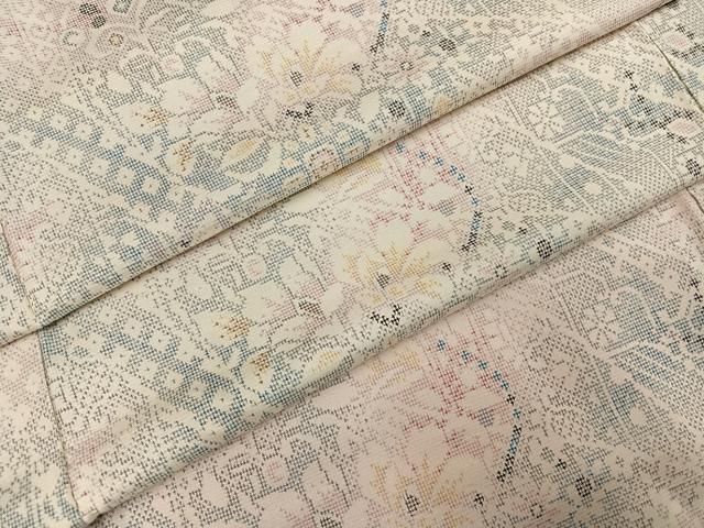 平和屋着物●上質な紬 草花文 正絹 逸品 AABL8852ph