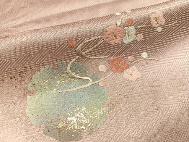 平和屋着物●訪問着 刺繍 雪輪枝梅文 暈し染め 金彩 正絹 逸品 未使用 AABL8854ph
