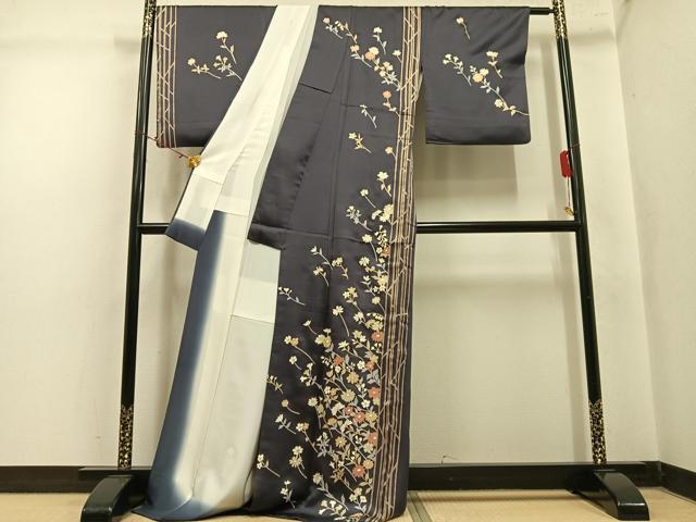 平和屋着物●訪問着 草花文 金彩 ロング丈 正絹 逸品 AABL8863ph