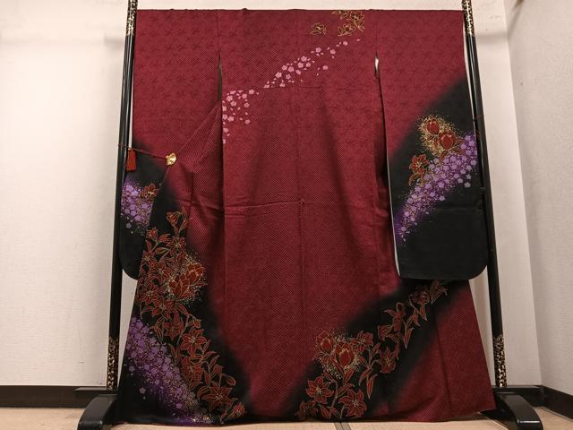 平和屋着物●豪華振袖 絞り 草花文 暈し染め 金彩 やまと誂製 正絹 逸品 AABL8869ph