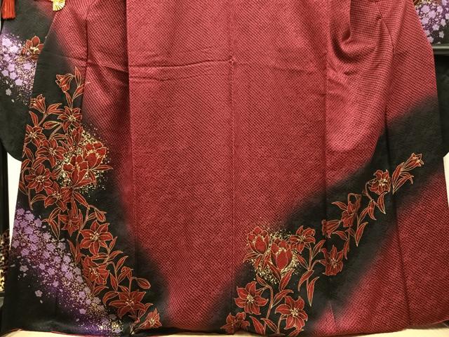 平和屋着物●豪華振袖 絞り 草花文 暈し染め 金彩 やまと誂製 正絹 逸品 AABL8869ph