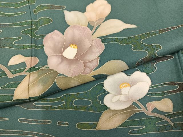 平和屋着物●訪問着 刺繍 枝椿 三越扱い 正絹 逸品 AABL8874ph
