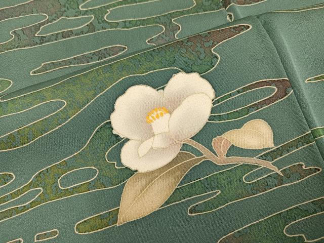 平和屋着物●訪問着 刺繍 枝椿 三越扱い 正絹 逸品 AABL8874ph