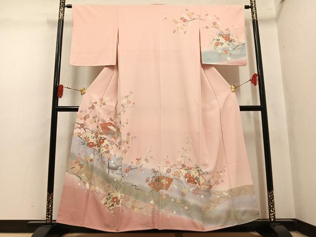 平和屋着物●訪問着 駒刺繍 地紙花文 暈し染め 金彩 正絹 逸品 未使用 AABL8879ph