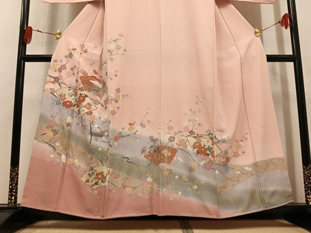 平和屋着物●訪問着 駒刺繍 地紙花文 暈し染め 金彩 正絹 逸品 未使用 AABL8879ph