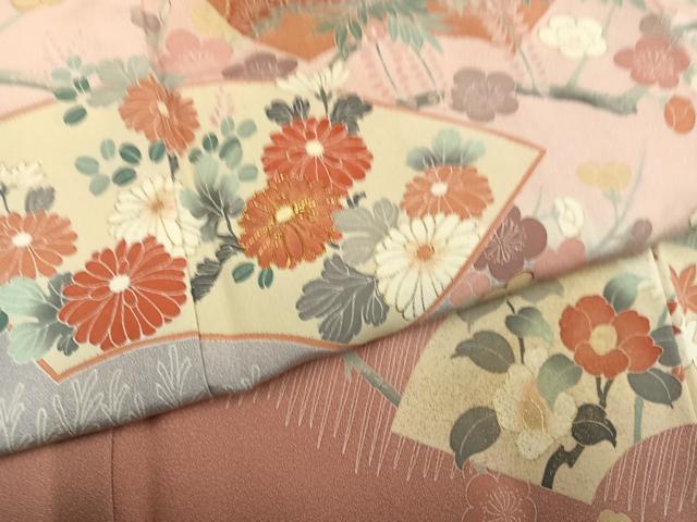 平和屋着物●訪問着 駒刺繍 地紙花文 暈し染め 金彩 正絹 逸品 未使用 AABL8879ph