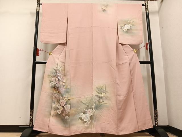 平和屋着物●訪問着 手描き 草花文 暈し染め 正絹 逸品 AABL8885ph