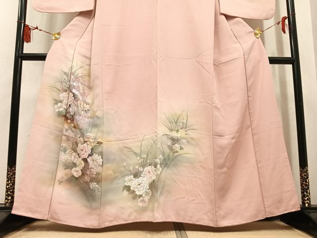平和屋着物●訪問着 手描き 草花文 暈し染め 正絹 逸品 AABL8885ph