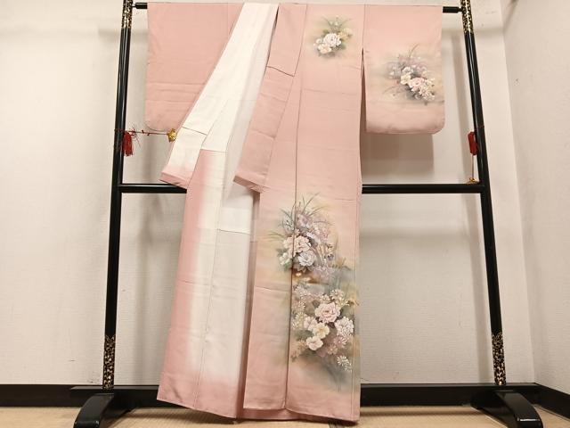 平和屋着物●訪問着 手描き 草花文 暈し染め 正絹 逸品 AABL8885ph