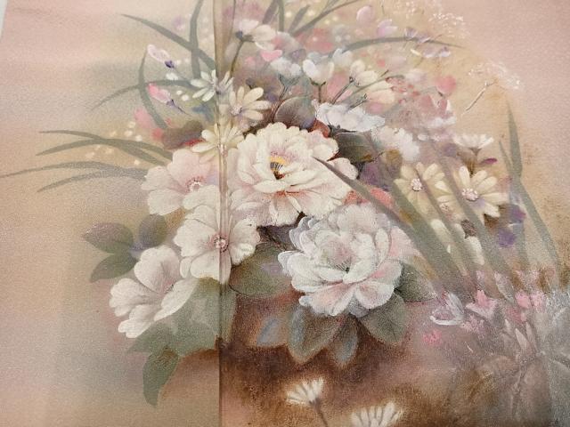 平和屋着物●訪問着 手描き 草花文 暈し染め 正絹 逸品 AABL8885ph