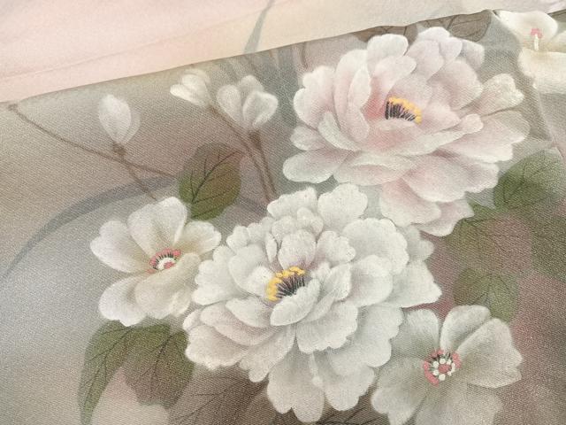 平和屋着物●訪問着 手描き 草花文 暈し染め 正絹 逸品 AABL8885ph